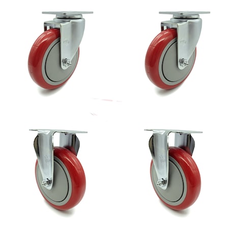 Service Caster Cambro 60006 60008 Ultra Pan Carriers Dish Caddies Caster Replacement Set-SCC CAM-SCC-20S514-PPUB-RED-2-R514-2